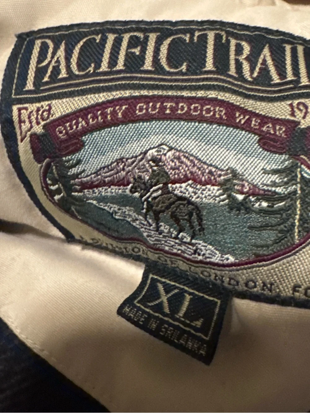 Pacific Trail Men’s Cream Jacket with Brown Corduroy Collar Size XL